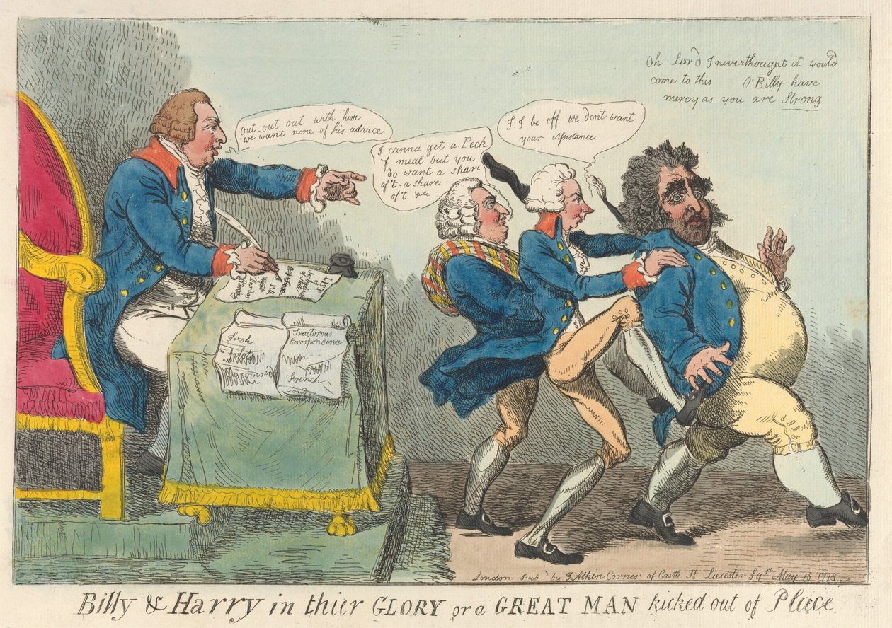 Billy & Harry in ihrer Pracht oder ein großer Mann aus seiner Position geworfen da Isaac Cruikshank