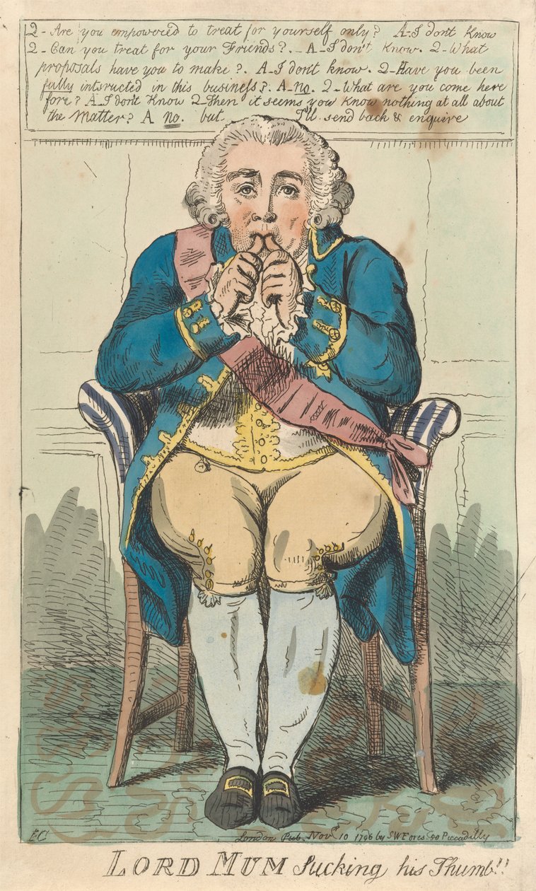Lord Mum, der an seinem Daumen lutscht da Isaac Cruikshank