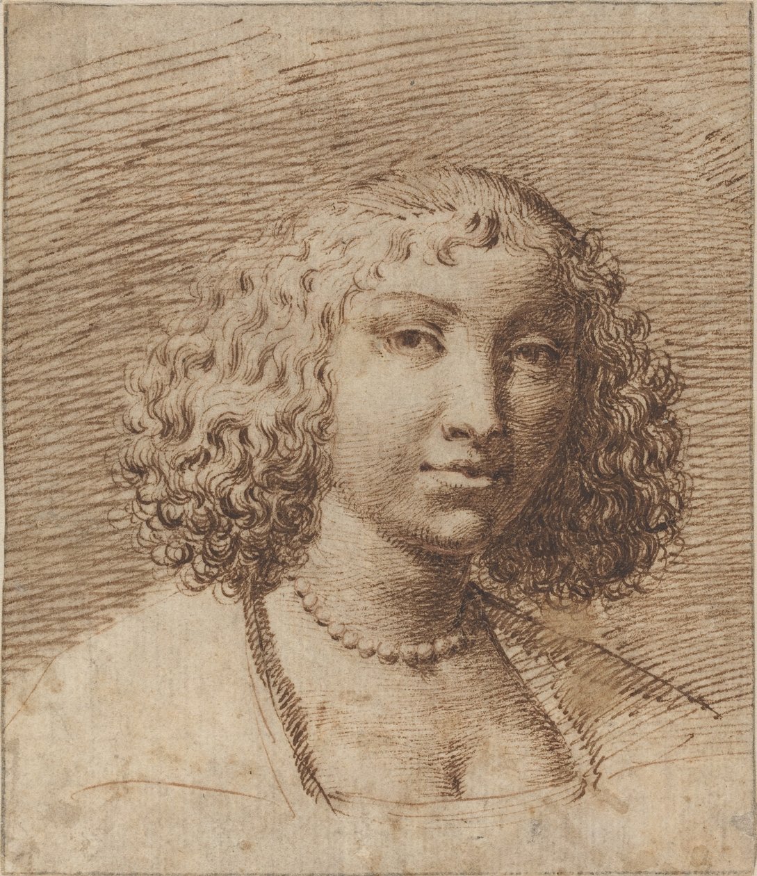 Giovane donna con collana di perle da Isaac Fuller