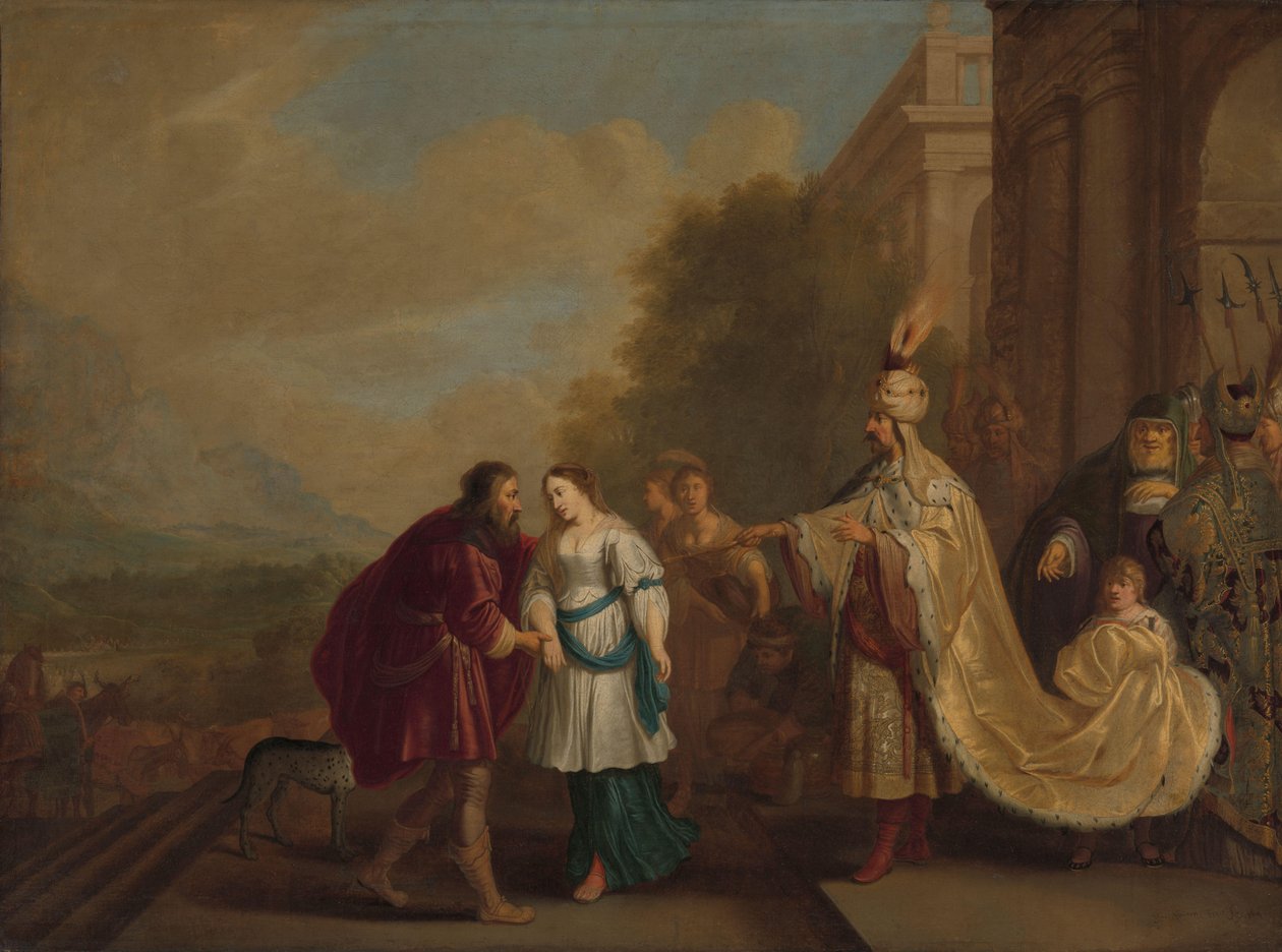 Il faraone restituisce Sara ad Abramo da Isaac Isaacsz