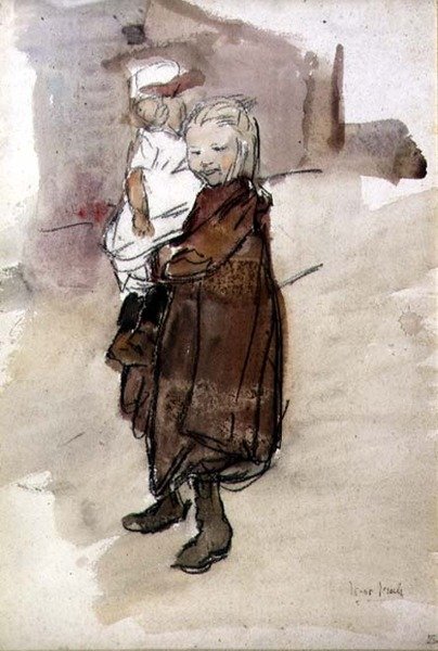 Ragazza e bambino da Isaac Israels
