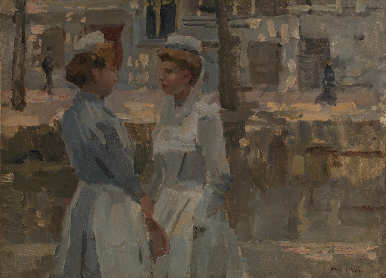 Due domestiche presso un canale da Isaac Israels