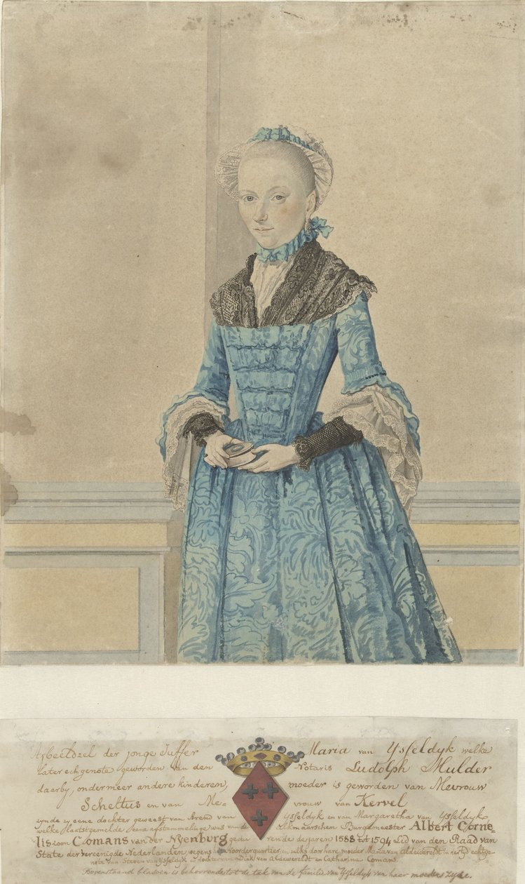 Ritratto di Maria van IJsseldijk, figura intera in piedi da Isaac Lodewijk la Fargue van Nieuwland