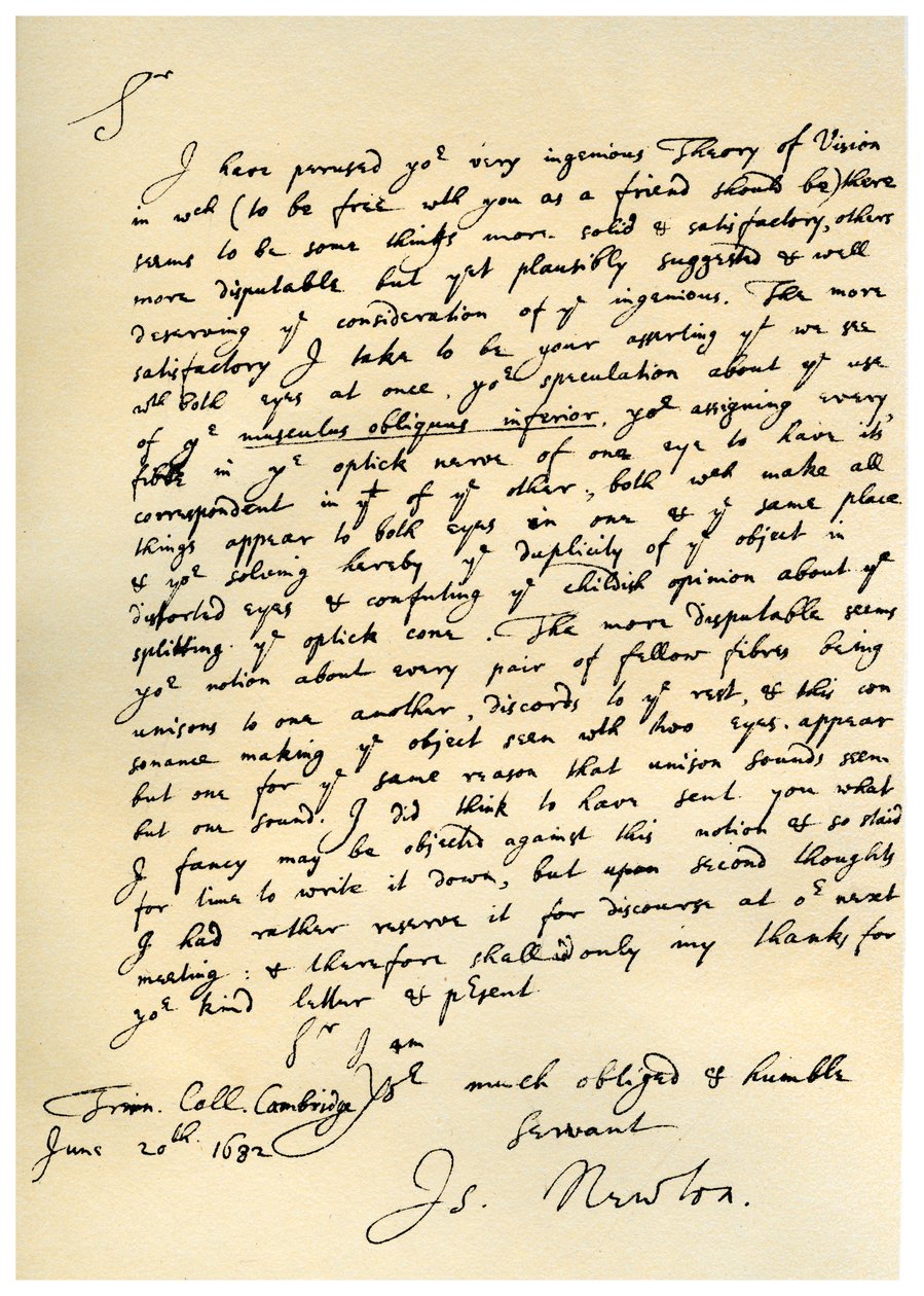 Lettera di Sir Isaac Newton a William Briggs, 20 giugno 1682 da Isaac Newton