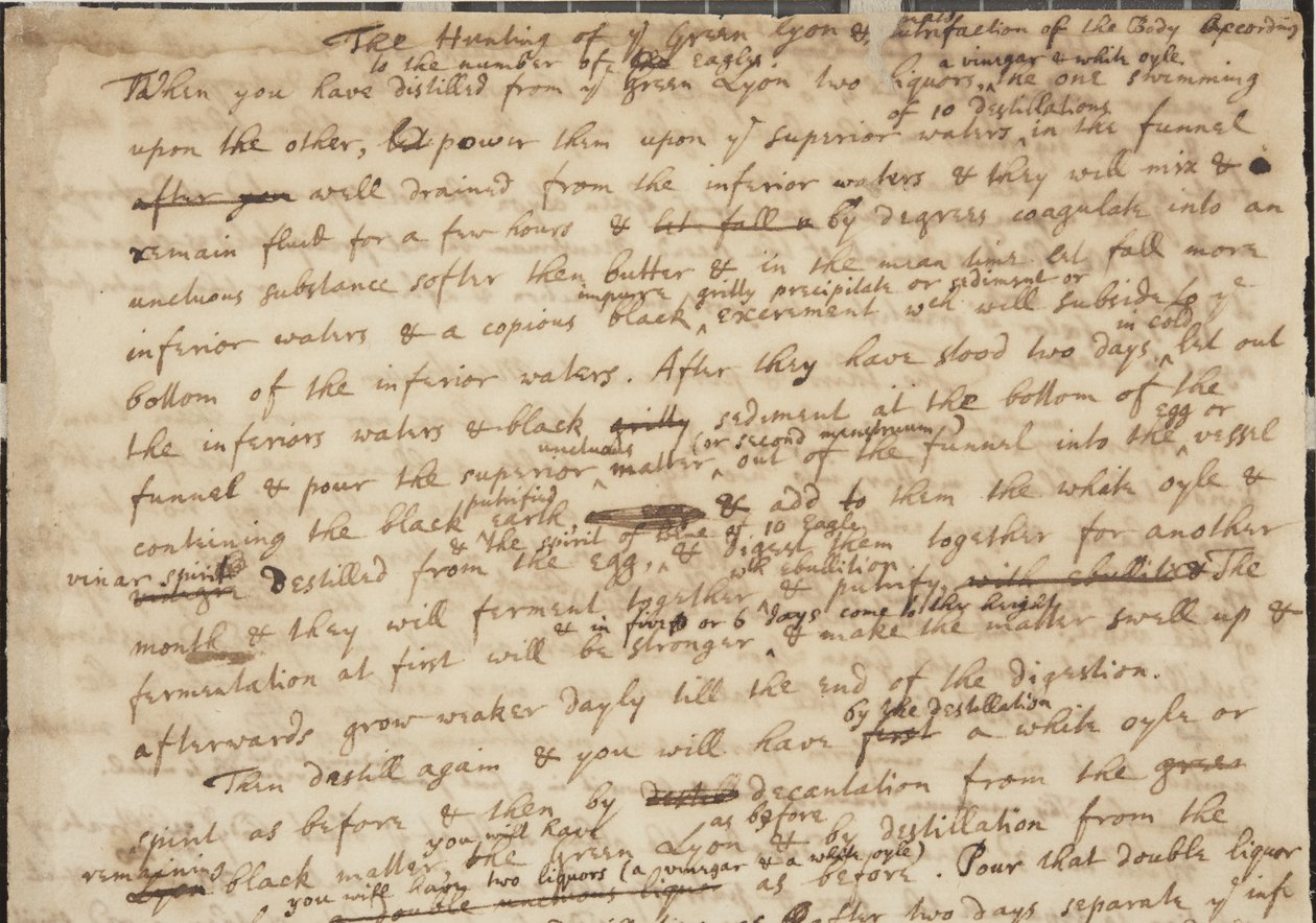 La caccia al Leone Verde, recto, (dettaglio), c.1700 da Isaac Newton