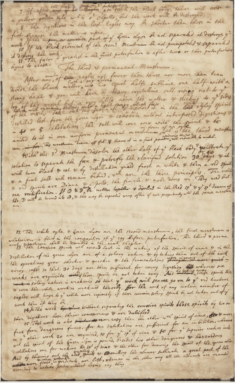 La caccia al Leone Verde, verso, c.1700 da Isaac Newton
