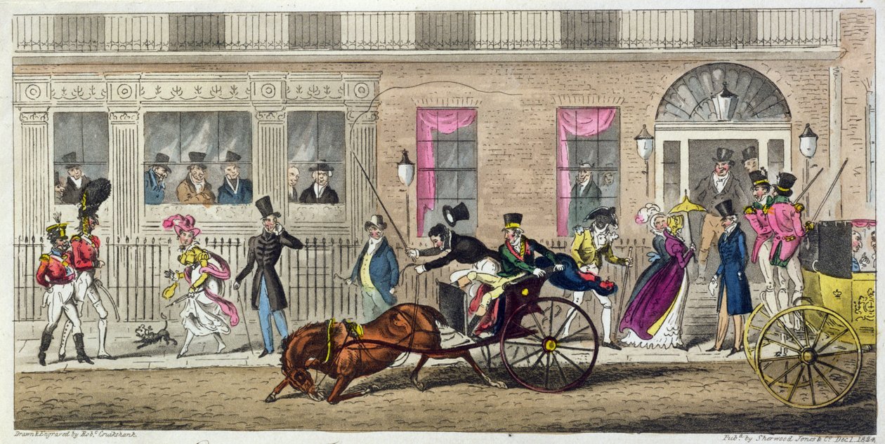 Esterno della Fishmongers Hall, un regolare guasto, 1824 da Isaac Robert Cruikshank