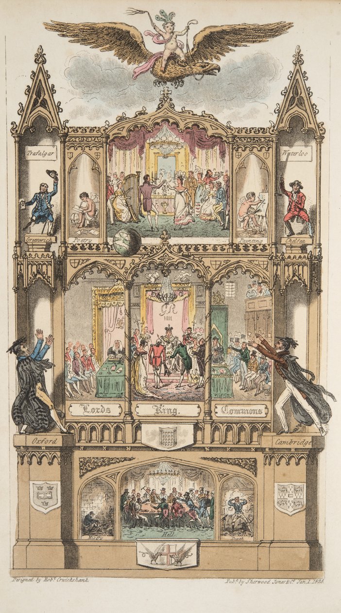 Frontespizio, da The English Spy, pub. 1824 da Isaac Robert Cruikshank