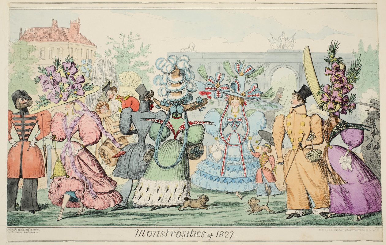 Mostruosità del 1827, pub. 1835 da Isaac Robert Cruikshank