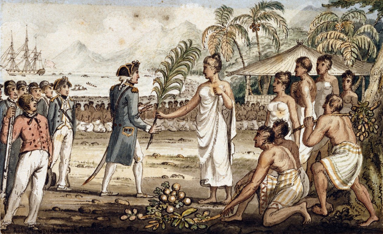 Oatehite, illustrazione da "I viaggi del Capitano Cook" da Isaac Robert Cruikshank