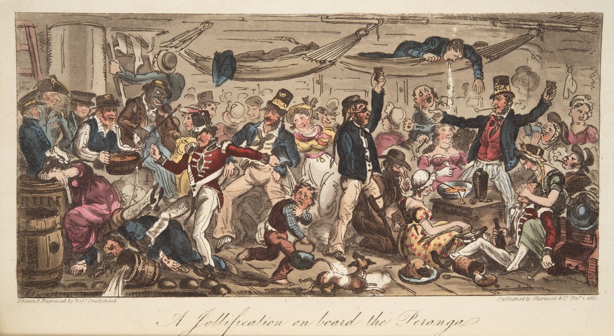 Il ritorno al porto, da The English Spy, pub. 1824 da Isaac Robert Cruikshank
