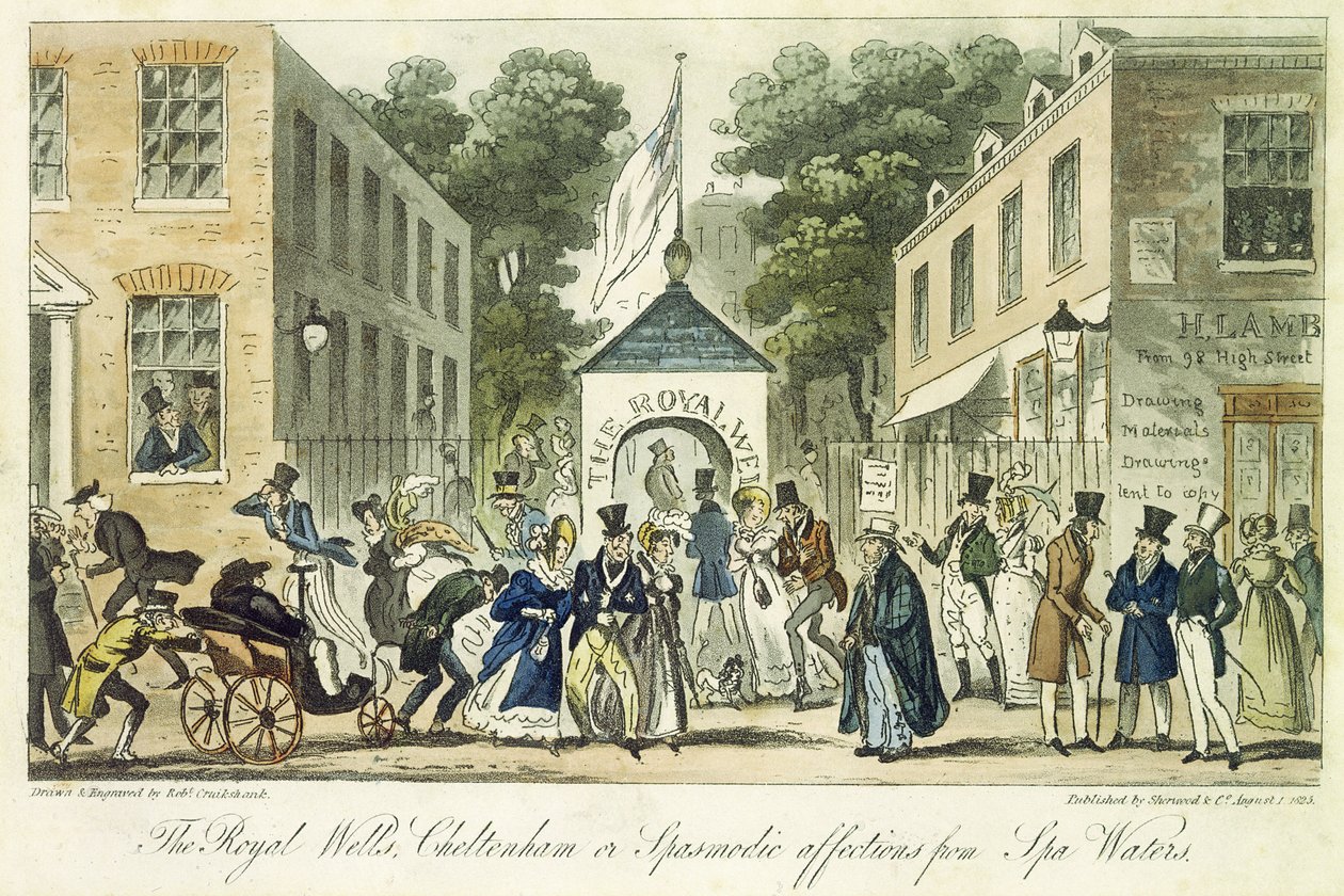 Le Terme Reali, Cheltenham, 1825 da Isaac Robert Cruikshank