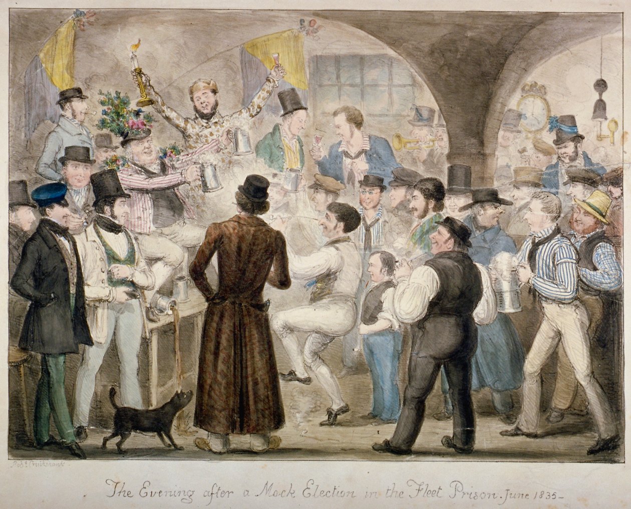 La sera dopo una falsa elezione nella prigione di Fleet, giugno 1835 da Isaac Robert Cruikshank