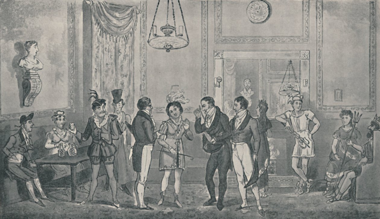 La stanza verde al Drury Lane Theatre, 1821, 1920 da Isaac, Robert and George Cruikshank