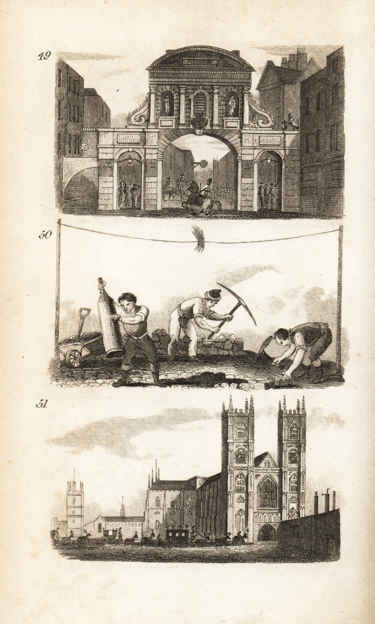 Temple Bar, Paviors e Abbazia di Westminster da Isaac Taylor