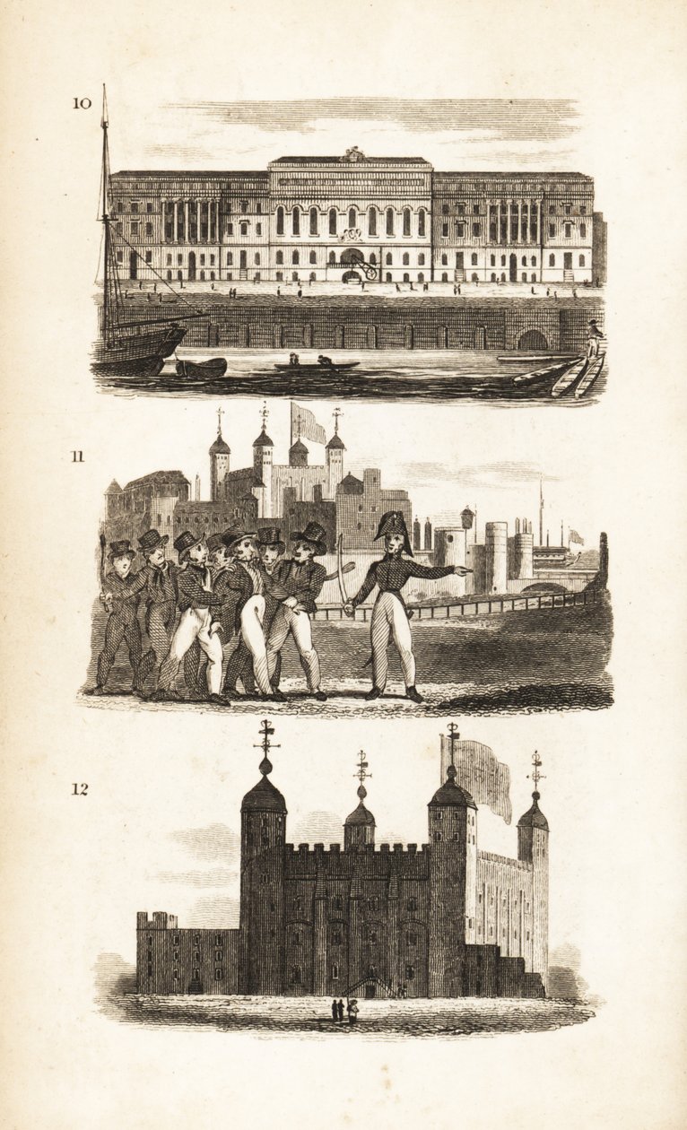 La Dogana, la banda di stampa e la Torre di Londra da Isaac Taylor