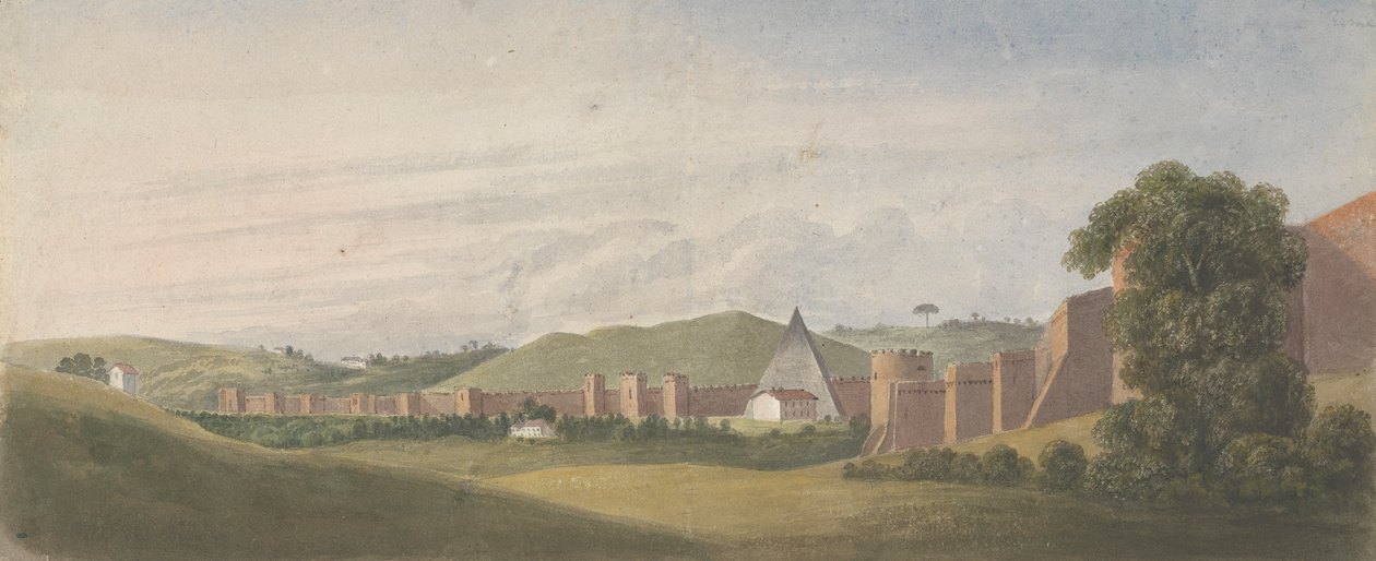 Mura di Roma: La Mura Aureliane, con la Piramide di Cestio da Isaac Weld