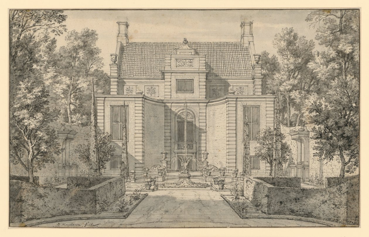 Veduta del giardino di una signorile casa olandese da Isaac de Moucheron