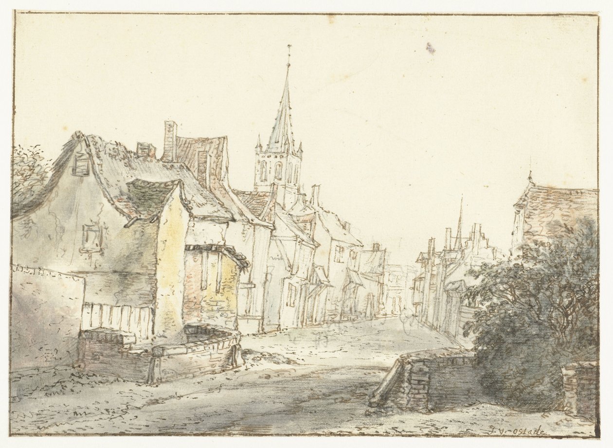 Una strada in un villaggio o città da Isaac van Ostade