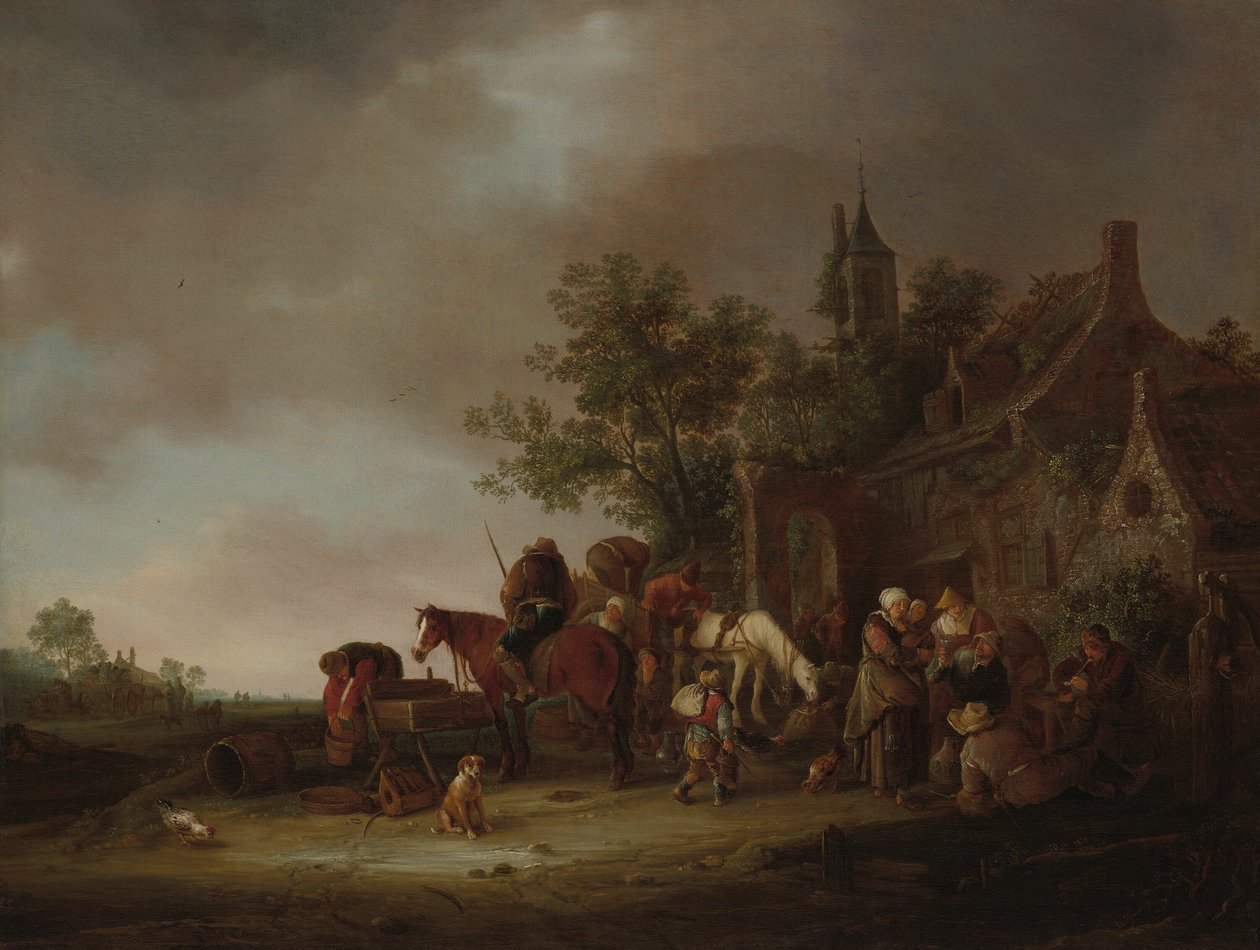 Viaggiatori che si fermano in una locanda da Isaac van Ostade