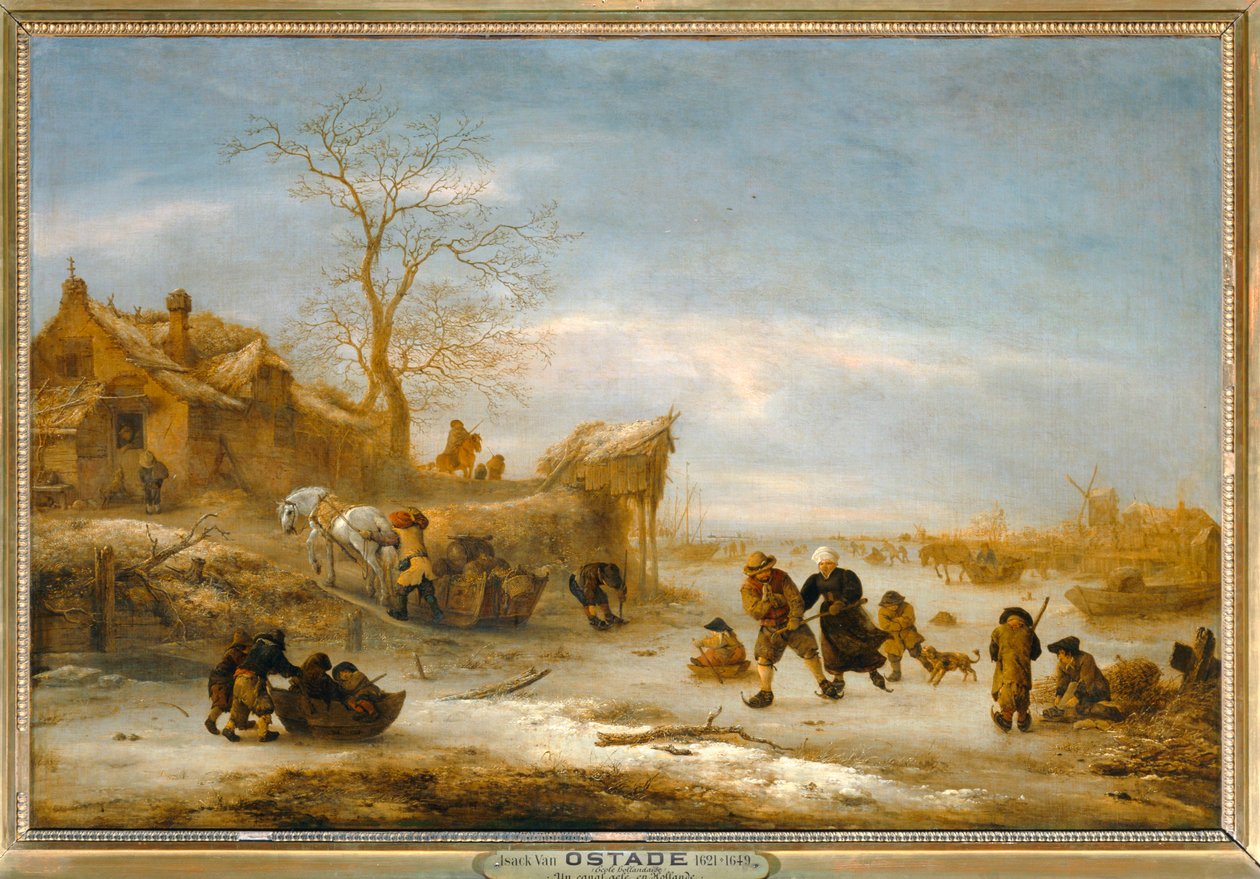 Canale gele con coppia che pattina ... da Isaack Jansz van Ostade