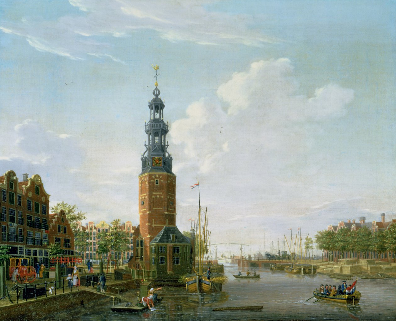 Veduta di Amsterdam con la torre Montelbaan sull