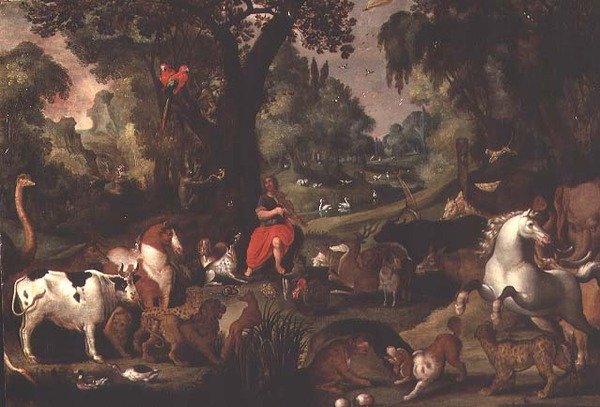 Orfeo che incanta gli animali da Isaak van Oosten