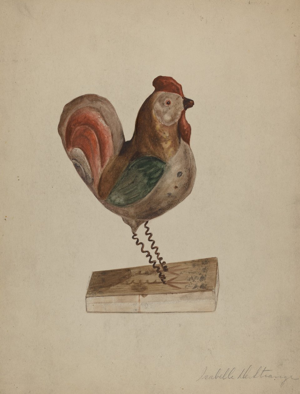 Giocattolo tedesco della Pennsylvania: Gallo con soffietto da Isabelle De Strange
