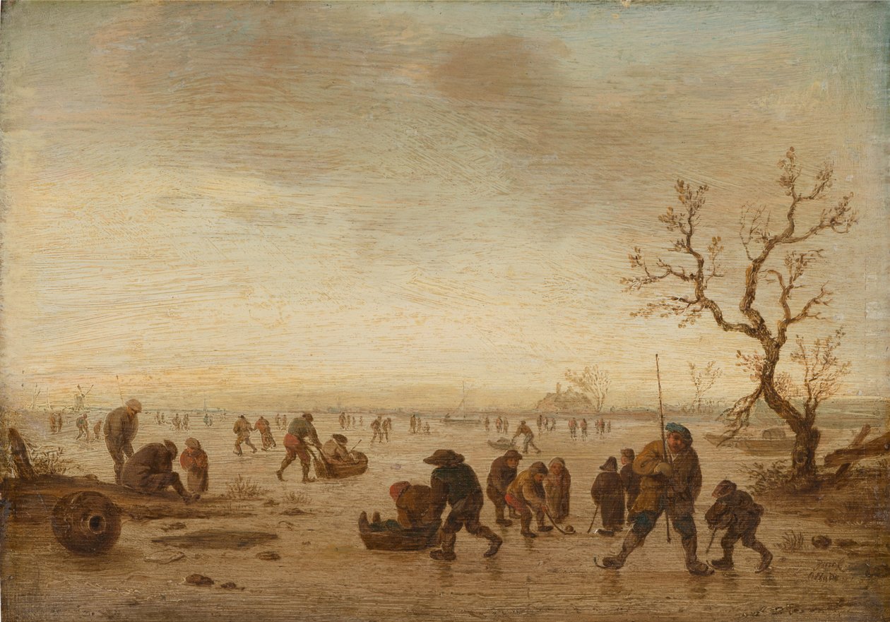 Pattinatori sul ghiaccio, c.1642-45 da Isack van Ostade