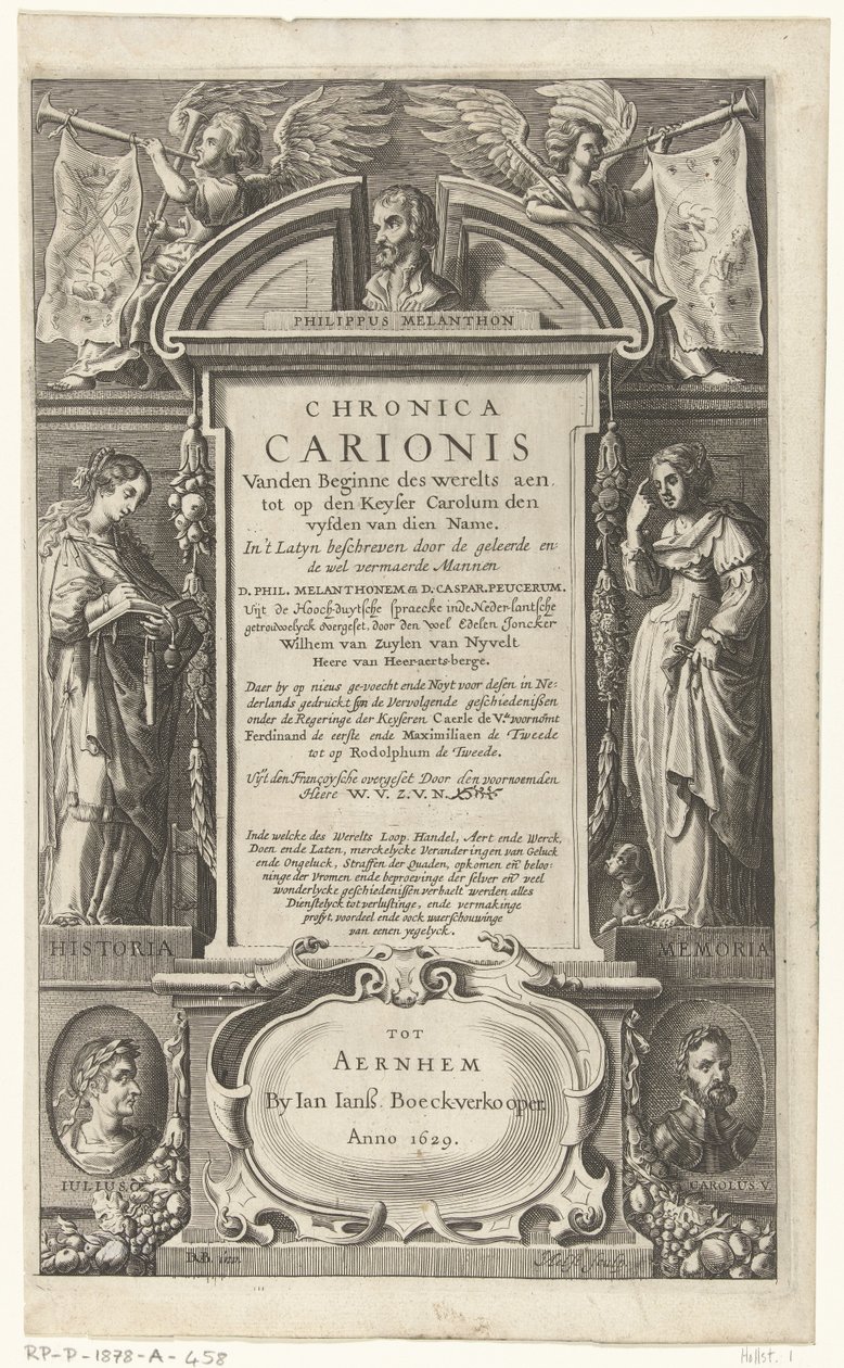 Pagina del titolo per Chronica Carionis di P. Melanchthon da Isaeck van Aelst