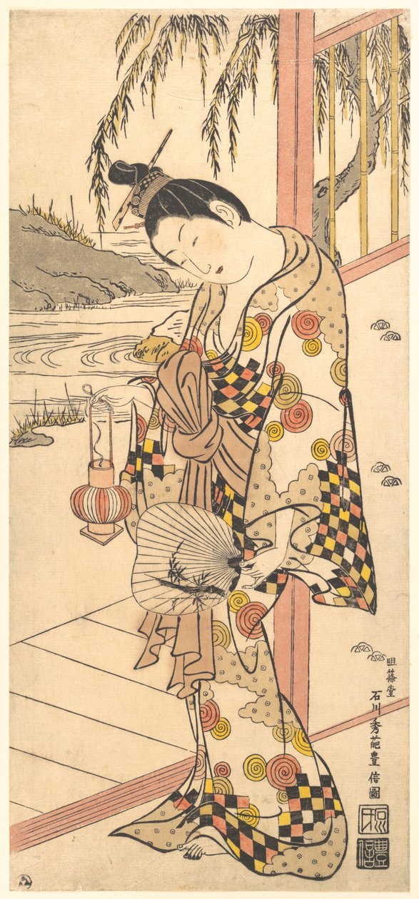 Giovane donna in abito estivo da Ishikawa Toyonobu