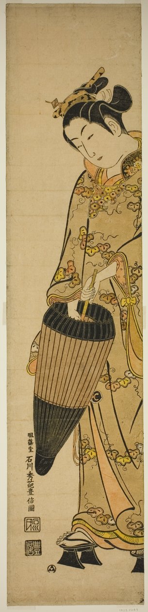 Giovane donna con ombrello da Ishikawa Toyonobu