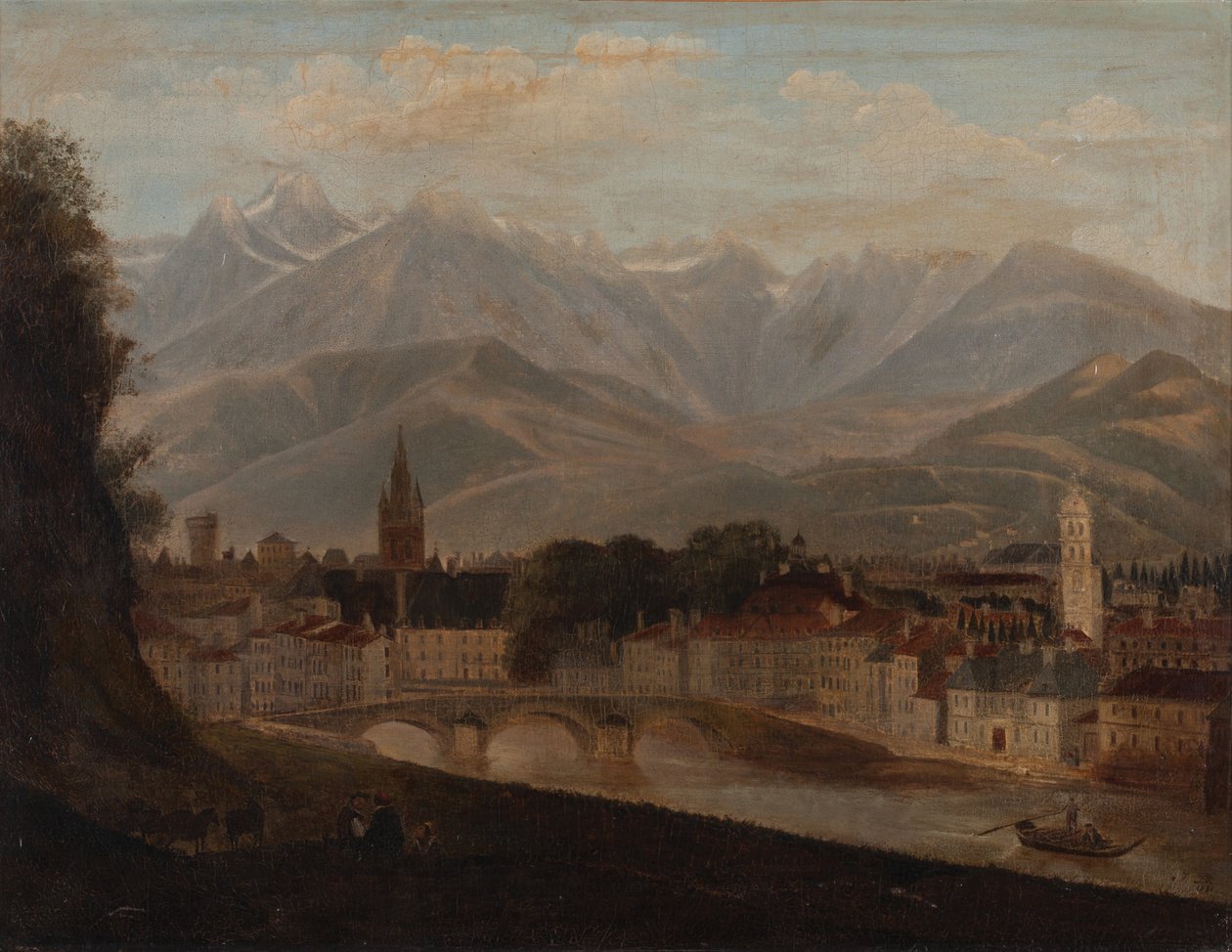 Veduta di Grenoble, la catena montuosa di Belledonne sullo sfondo da Isidore Dagnan
