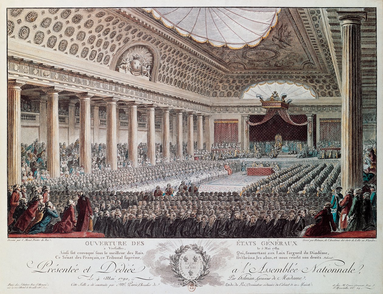 Apertura degli Stati Generali a Versailles nel 1789, incisione di Helmann, Rivoluzione Francese, Francia da Isidore Stanislas Helman