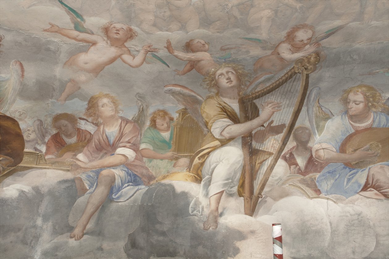 Angeli, angeli musicisti e putti, dettaglio del Paradiso con il Padre eterno, c.1623-34 da Isidoro Bianchi
