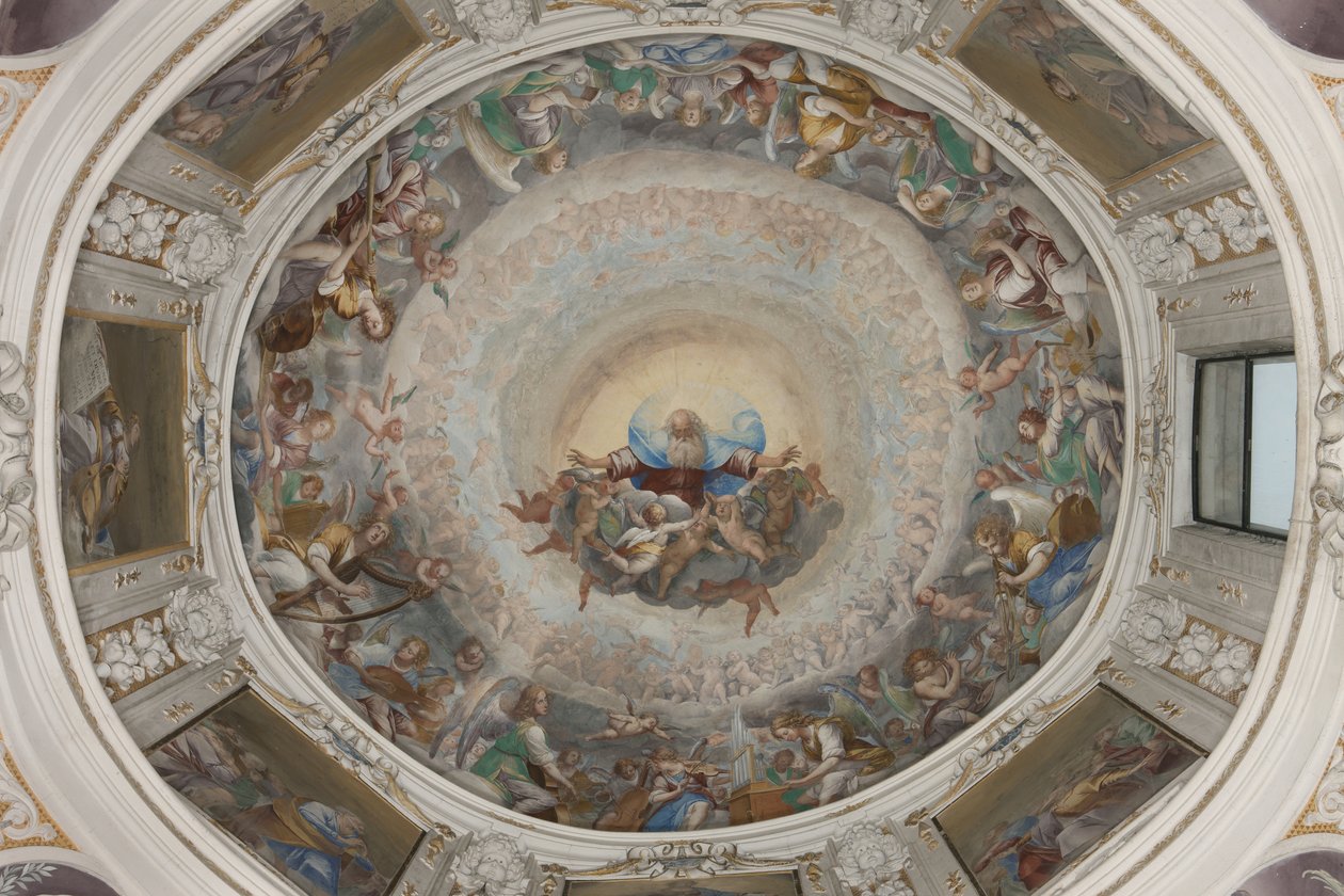 Paradiso con il Padre eterno, c.1623-34 (affresco) (dettaglio) da Isidoro Bianchi