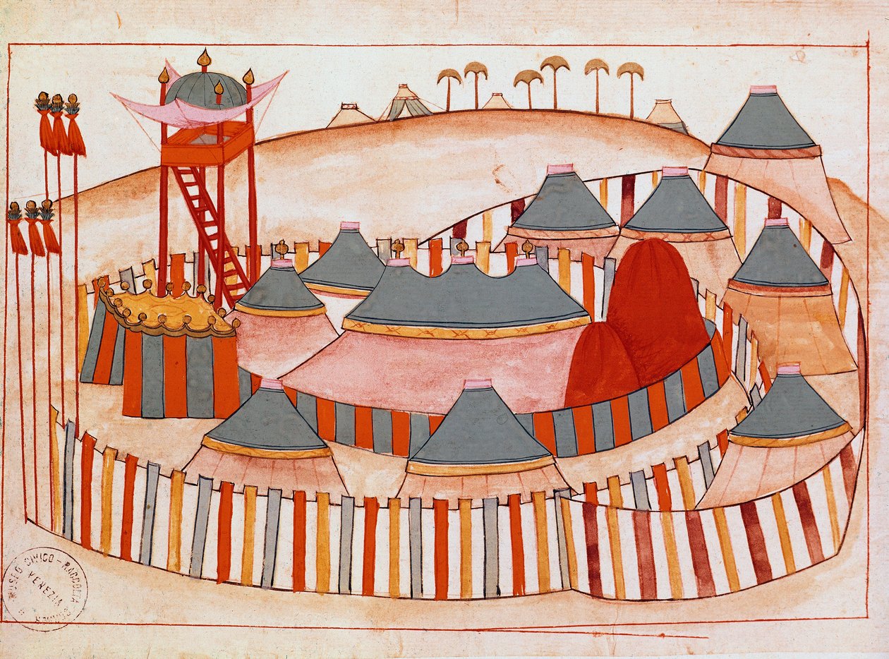 Campo militare dei turchi. Gouache su carta della scuola islamica (Ms 1671) XVI secolo da Islamic School