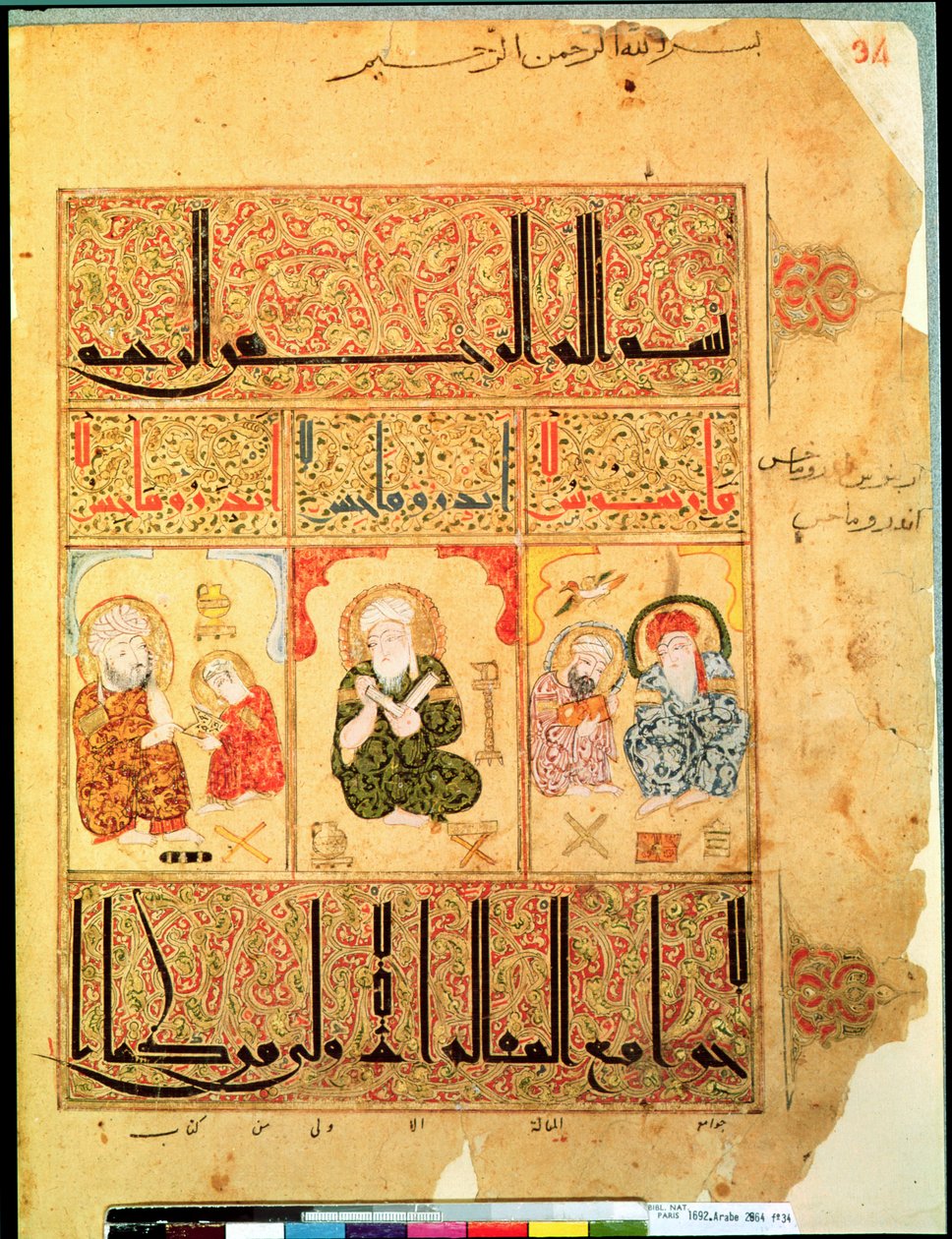 Ms. Arabe 2964 fol.34 Dottori dal Trattato di Teriaca dopo Galeno, 1217 da Islamic School