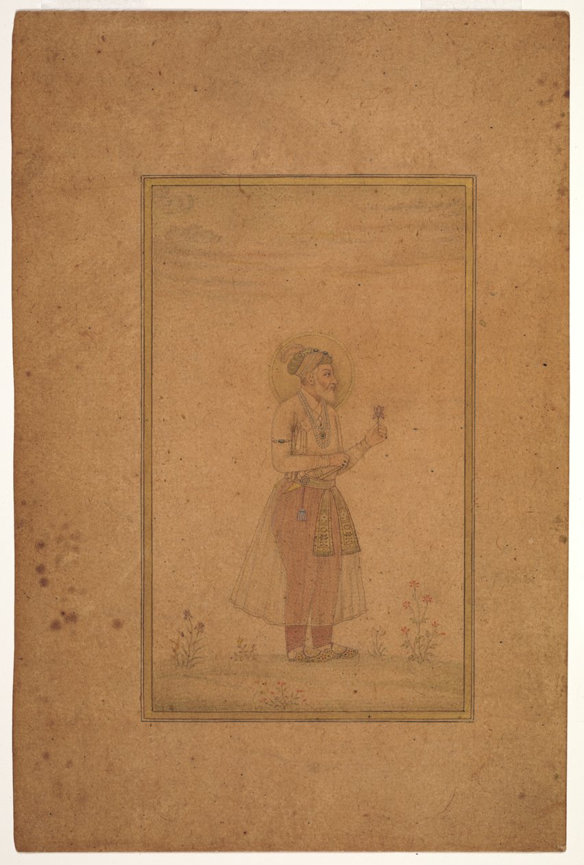 Ritratto di Shah Jahan, metà del XVII secolo (acquerello opaco e oro su carta di bambù).
carta di bambù) da Islamic School