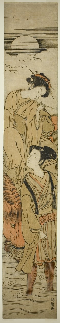 Attraversamento di un fiume in una notte di luna da Isoda Koryusai