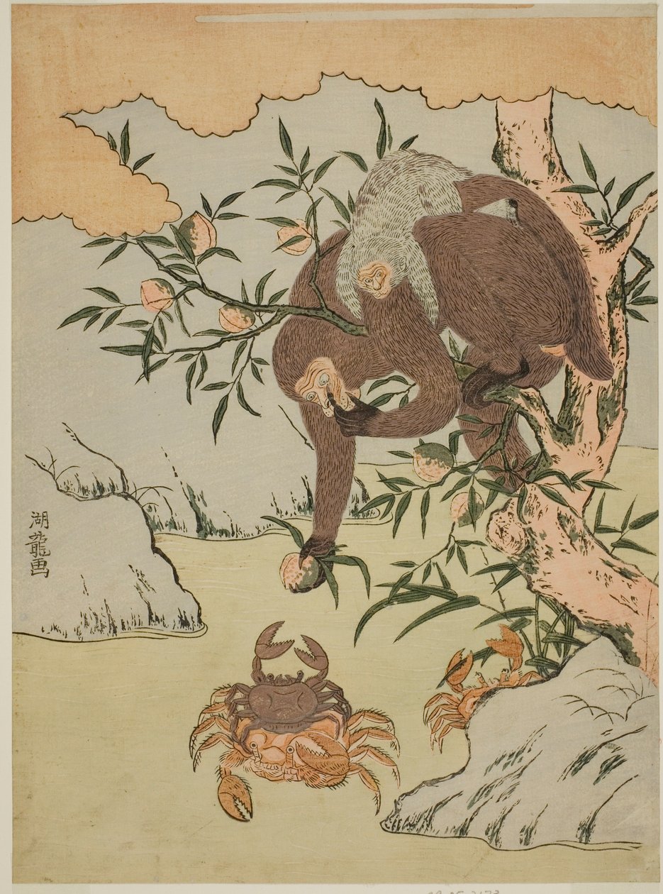 Scimmia che gioca con i granchi da Isoda Koryusai