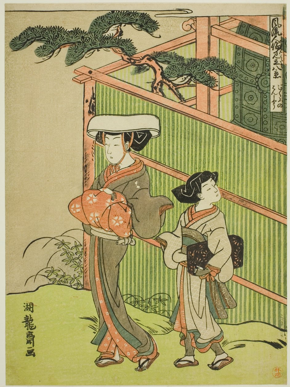 La campana serale della monaca, dalla serie "Otto vedute delle relazioni umane alla moda" da Isoda Koryusai