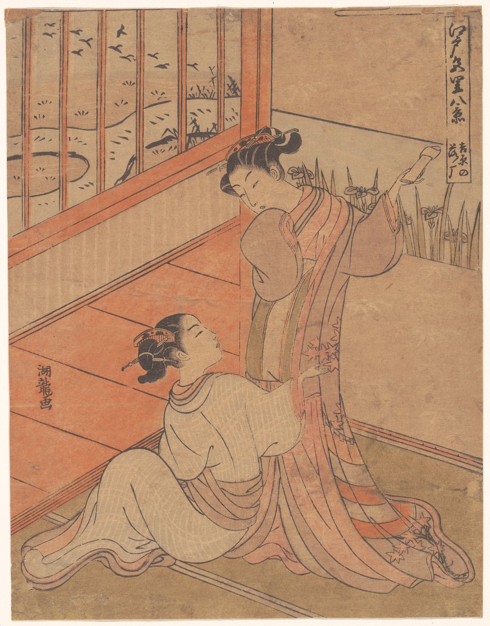 La discesa in volo delle oche selvatiche a Yoshiwara da Isoda Koryusai