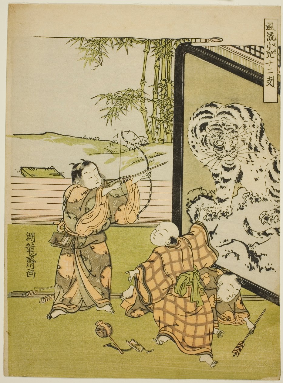 Tigre, dalla serie "Bambini alla moda con i dodici segni dello zodiaco (Furyu kodomo juni shi)" da Isoda Koryusai
