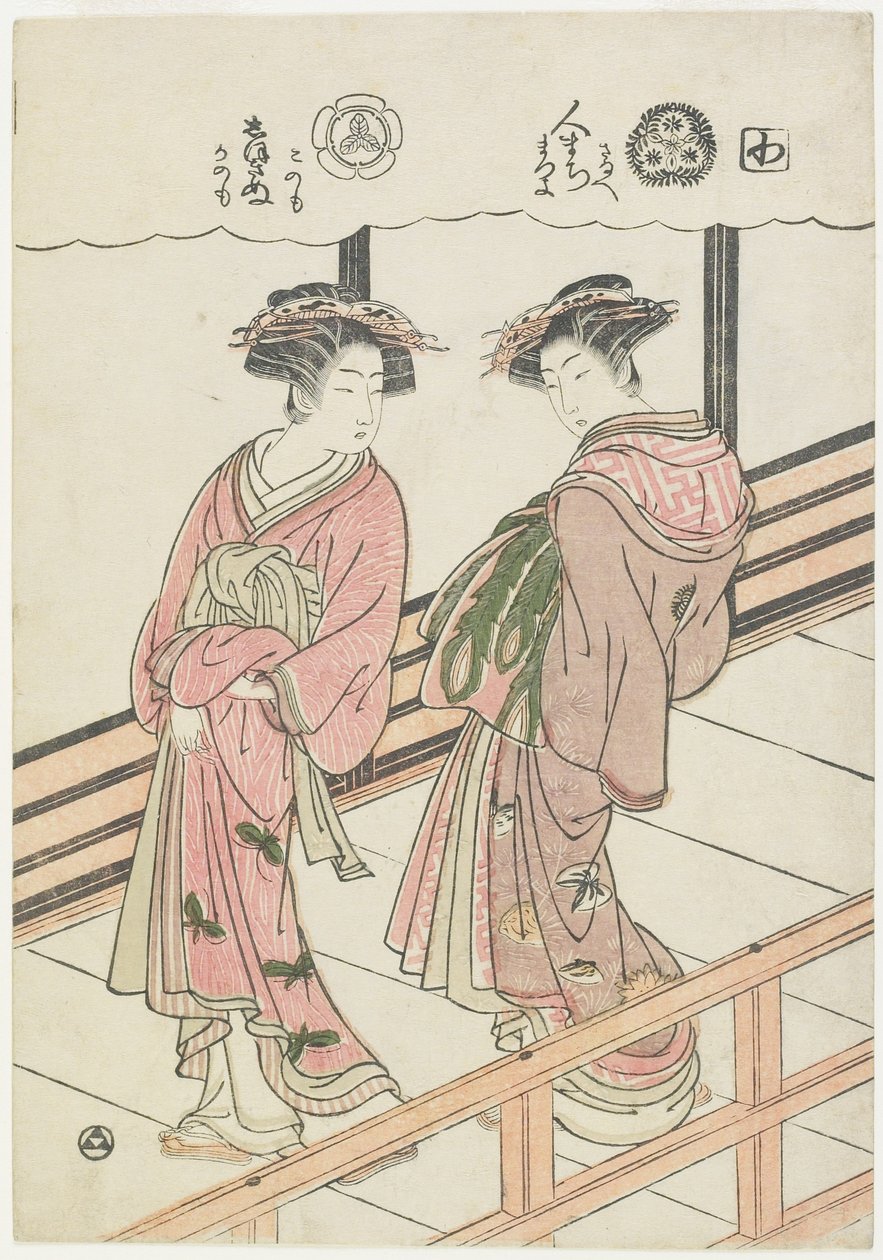 Due cortigiane su una veranda da Isoda Koryusai