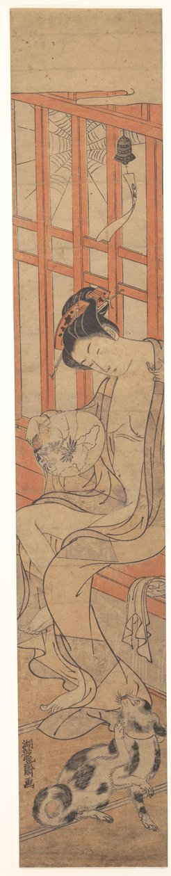 Frau fächert sich nach dem Bad da Isoda Koryusai