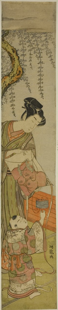 Giovane Uomo Tiene un Aquilone per un Bambino da Isoda Koryusai