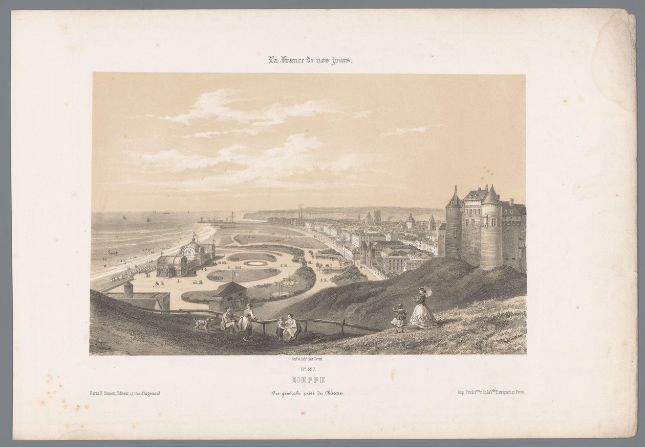 Vista di Dieppe dal castello (serie: Hedendaags Frankrijk) da Isodore Laurent Deroy