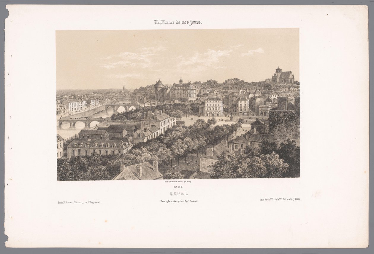 Vista di Laval dal viadotto (serie: Hedendaags Frankrijk) da Isodore Laurent Deroy