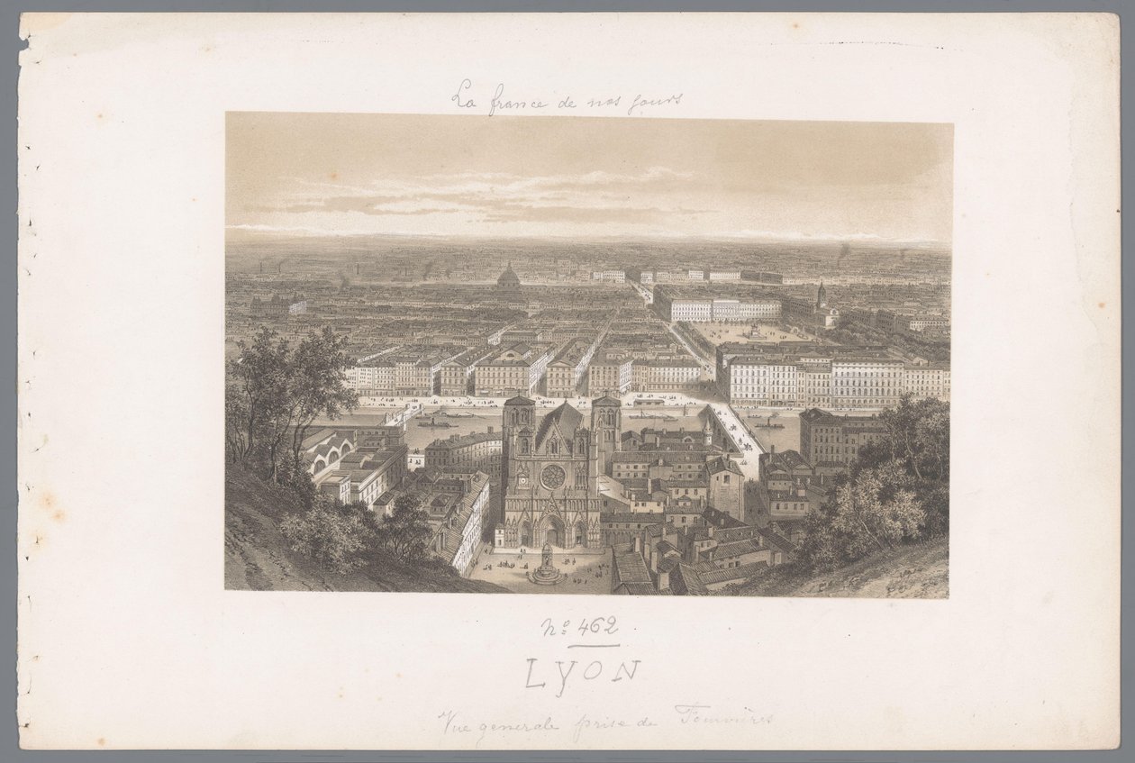 Veduta di Lione e della cattedrale da Fourvière da Isodore Laurent Deroy